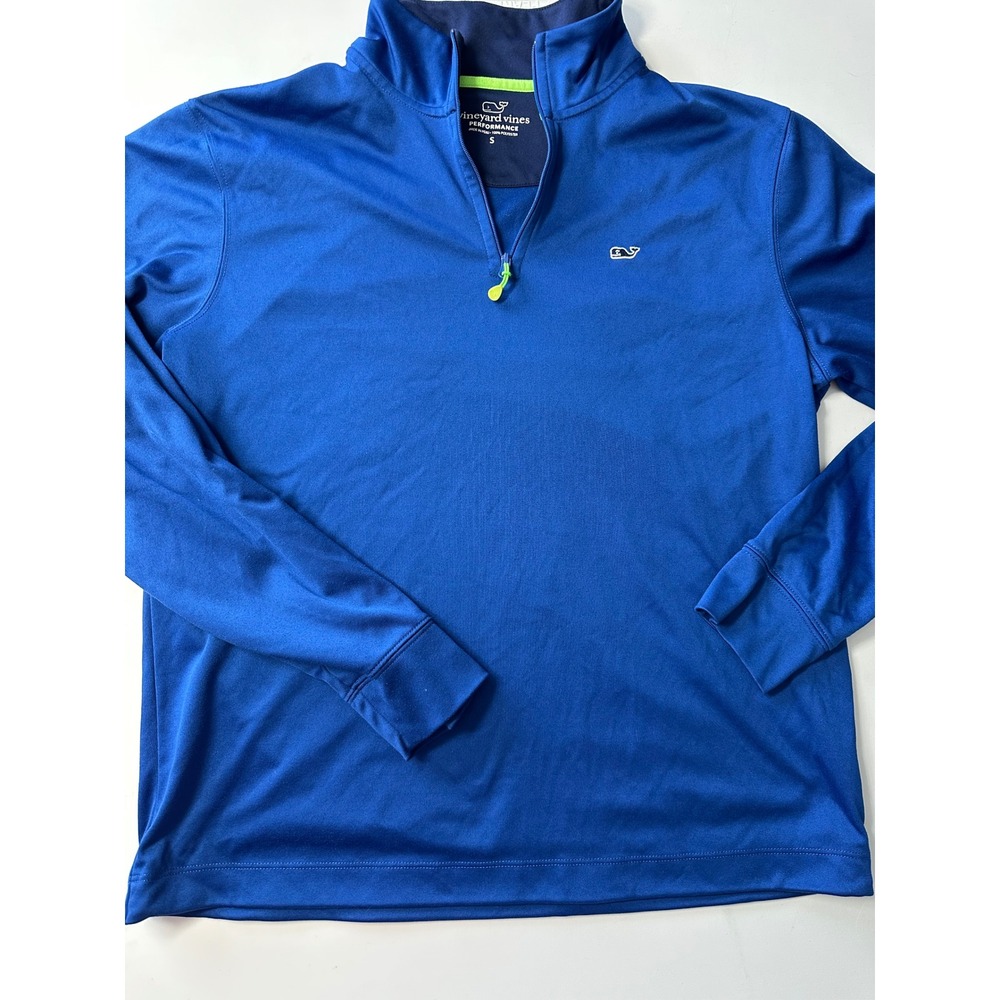 Vineyard Vines Performance Mens Small Blue Quarter Zip Pullover Whale Logo S